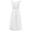 image:imageAbaowedding Fancy Chiffon Flutter Sleeves Flower Girl Dress White First Communion Gown with Light Blue SashAll White