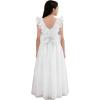 image:imageAbaowedding Fancy Chiffon Flutter Sleeves Flower Girl Dress White First Communion Gown with Light Blue SashAll White