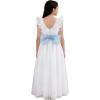 image:imageAbaowedding Fancy Chiffon Flutter Sleeves Flower Girl Dress White First Communion Gown with Light Blue SashWhite With Blue Sash