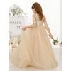 image:imageAbaowedding Lace Floral Appliques Flower Girl Dress 34 Sleeve Girls Pageant Tulle Ball GownChampagne