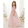 image:imageAbaowedding Lace Floral Appliques Flower Girl Dress 34 Sleeve Girls Pageant Tulle Ball GownPink