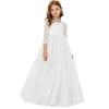 image:imageAbaowedding Lace Floral Appliques Flower Girl Dress 34 Sleeve Girls Pageant Tulle Ball GownWhite