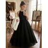 image:imageABaoWedding Halter Tulle Flower Girl Ball Gown Dress Kids FloorLength Formal Dress for WeddingBlack