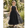 image:imageABaoWedding Halter Tulle Flower Girl Ball Gown Dress Kids FloorLength Formal Dress for WeddingBlack
