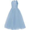 image:imageABaoWedding Halter Tulle Flower Girl Ball Gown Dress Kids FloorLength Formal Dress for WeddingBlue