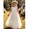 image:imageABaoWedding Halter Tulle Flower Girl Ball Gown Dress Kids FloorLength Formal Dress for WeddingIvory