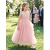 image:imageABaoWedding Halter Tulle Flower Girl Ball Gown Dress Kids FloorLength Formal Dress for WeddingPink 02