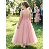 image:imageABaoWedding Halter Tulle Flower Girl Ball Gown Dress Kids FloorLength Formal Dress for WeddingPink 02