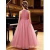 image:imageABaoWedding Halter Tulle Flower Girl Ball Gown Dress Kids FloorLength Formal Dress for WeddingPink