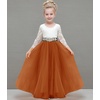 image:imageAbaowedding Lace VBack Flower Girl Dress Tutu Tulle Princess Party Dress with Satin SashBurnt Orange Long Sleeves