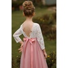 image:imageAbaowedding Lace VBack Flower Girl Dress Tutu Tulle Princess Party Dress with Satin SashPink Long Sleeves