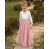 image:imageAbaowedding Lace VBack Flower Girl Dress Tutu Tulle Princess Party Dress with Satin SashWhite Long Sleeves