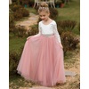 image:imageAbaowedding Lace VBack Flower Girl Dress Tutu Tulle Princess Party Dress with Satin SashWhite Long Sleeves