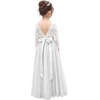 image:imageAbaowedding Lace VBack Flower Girl Dress Tutu Tulle Princess Party Dress with Satin SashWhite Long Sleeves