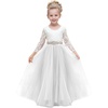 image:imageAbaowedding Lace VBack Flower Girl Dress Tutu Tulle Princess Party Dress with Satin SashWhite Long Sleeves