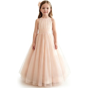 image:imageABaoWedding Halter Tulle Flower Girl Ball Gown Dress Kids FloorLength Formal Dress for WeddingChampagne