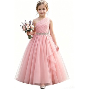 image:imageABaoWedding Halter Tulle Flower Girl Ball Gown Dress Kids FloorLength Formal Dress for WeddingPink 02