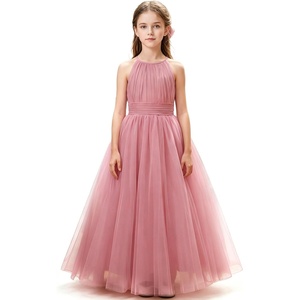 image:imageABaoWedding Halter Tulle Flower Girl Ball Gown Dress Kids FloorLength Formal Dress for WeddingPink