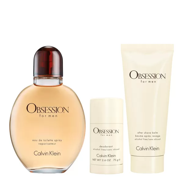 Calvin Klein Obsession for Men Eau de Toilette  Ambery Mens Cologne  With Notes of BergamotMandarin Lavender ampamp Musk  Luxury Perfumes for Men  Long Lasting Fragrance3 piece set 42 fl oz  33 fl oz  25 fl oz