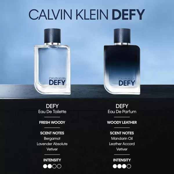 Calvin Klein Defy for Men Eau de Parfum  Notes of fresh wood and leatherDeodorant Stick 26 oz