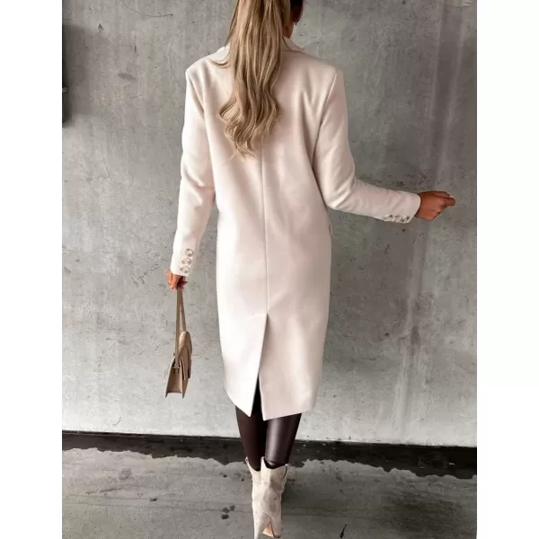 IDEALSANXUN 2023 Womens Wool Coat Double Breasted Trench Coat Fall Winter ClothesBeige