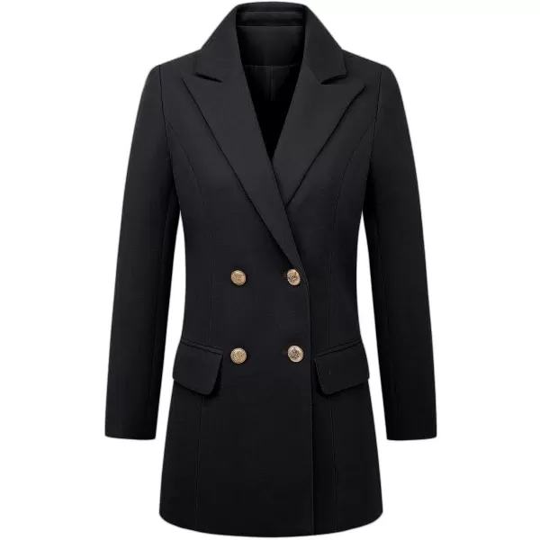 IDEALSANXUN 2023 Womens Wool Coat Double Breasted Trench Coat Fall Winter ClothesBlack