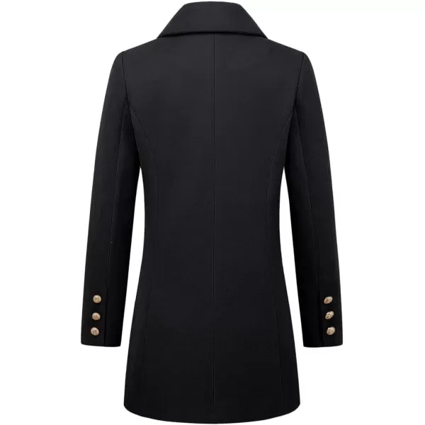 IDEALSANXUN 2023 Womens Wool Coat Double Breasted Trench Coat Fall Winter ClothesBlack