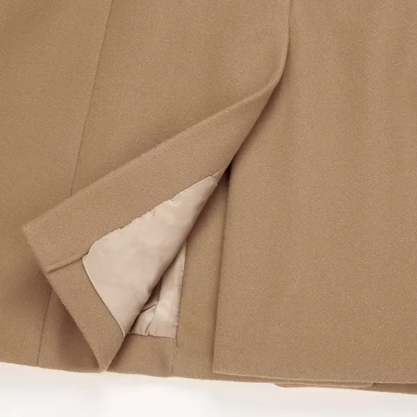 IDEALSANXUN 2023 Womens Wool Coat Double Breasted Trench Coat Fall Winter ClothesKhaki