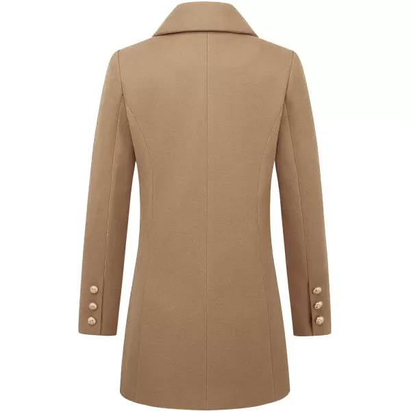 IDEALSANXUN 2023 Womens Wool Coat Double Breasted Trench Coat Fall Winter ClothesKhaki