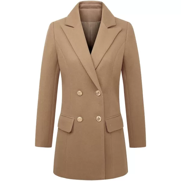 IDEALSANXUN 2023 Womens Wool Coat Double Breasted Trench Coat Fall Winter ClothesKhaki