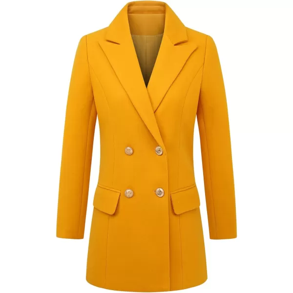 IDEALSANXUN 2023 Womens Wool Coat Double Breasted Trench Coat Fall Winter ClothesYellow