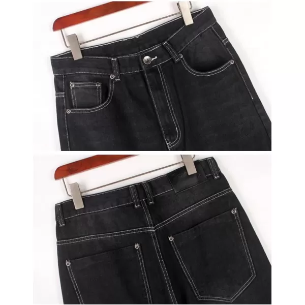 IDEALSANXUN Baggy Jeans Men Casual Embroidery Hip Hop Loose Fit Y2k JeansBlack 024