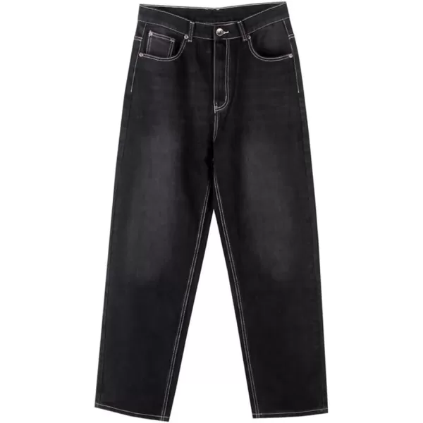 IDEALSANXUN Baggy Jeans Men Casual Embroidery Hip Hop Loose Fit Y2k JeansBlack 024
