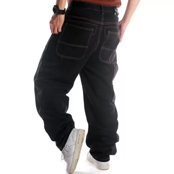 IDEALSANXUN Baggy Jeans Men Casual Embroidery Hip Hop Loose Fit Y2k JeansBlack 025