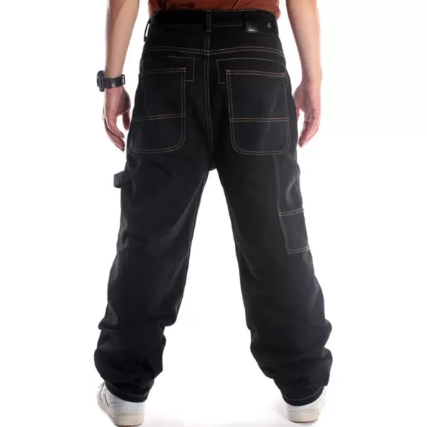 IDEALSANXUN Baggy Jeans Men Casual Embroidery Hip Hop Loose Fit Y2k JeansBlack 025