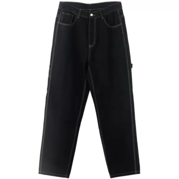 IDEALSANXUN Baggy Jeans Men Casual Embroidery Hip Hop Loose Fit Y2k JeansBlack 025