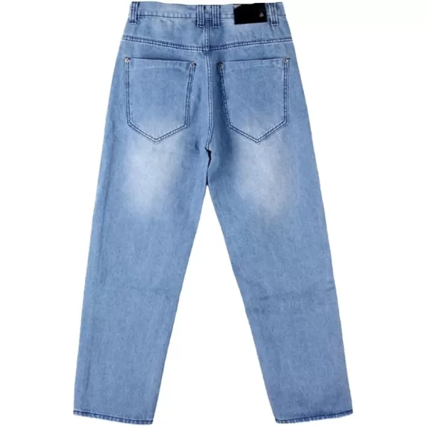 IDEALSANXUN Baggy Jeans Men Casual Embroidery Hip Hop Loose Fit Y2k JeansBlue 022