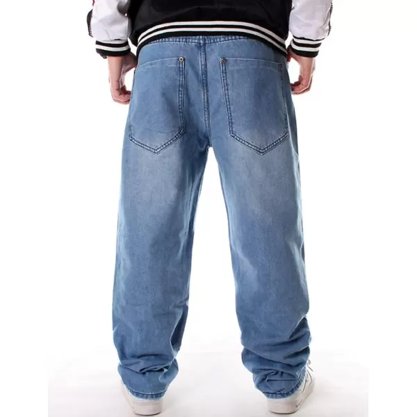IDEALSANXUN Baggy Jeans Men Casual Embroidery Hip Hop Loose Fit Y2k JeansBlue 022