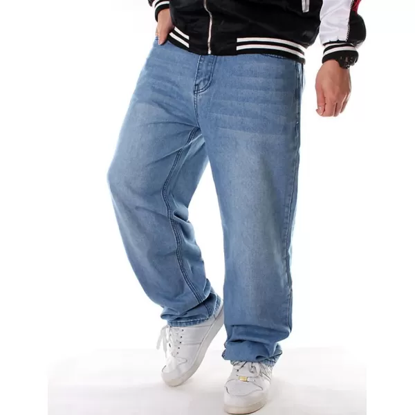 IDEALSANXUN Baggy Jeans Men Casual Embroidery Hip Hop Loose Fit Y2k JeansBlue 022