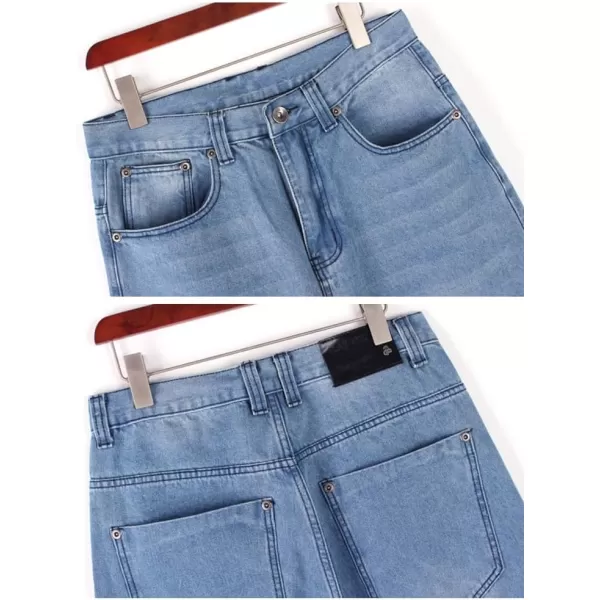 IDEALSANXUN Baggy Jeans Men Casual Embroidery Hip Hop Loose Fit Y2k JeansBlue 022