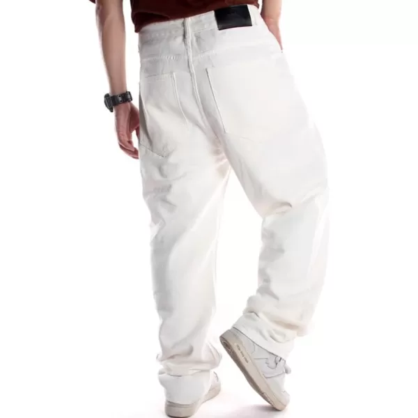 IDEALSANXUN Baggy Jeans Men Casual Embroidery Hip Hop Loose Fit Y2k JeansWhite 108