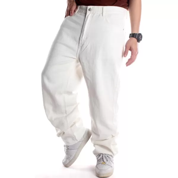 IDEALSANXUN Baggy Jeans Men Casual Embroidery Hip Hop Loose Fit Y2k JeansWhite 108