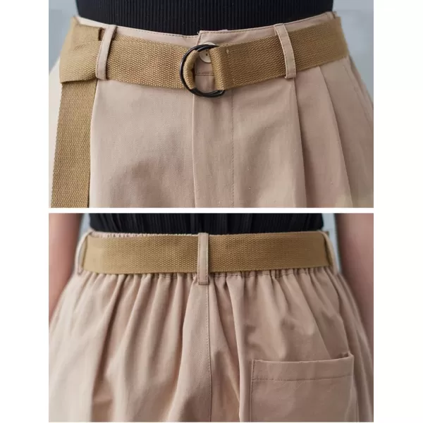 IDEALSANXUN Bermuda Shorts for Women Knee Length High Waist Casual Summer Shorts with Belt PocketsBrown
