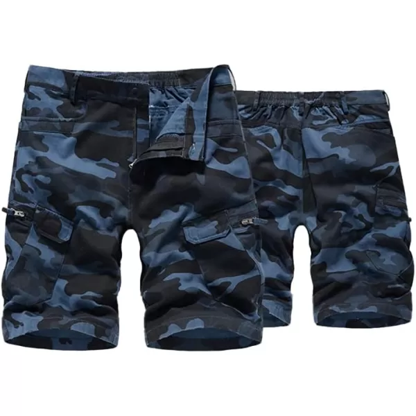 IDEALSANXUN Camo Cargo Shorts for Men Summer Casual Relaxed Fit Outdoor Camouflage Shorts Cargo PantsCamo Blue