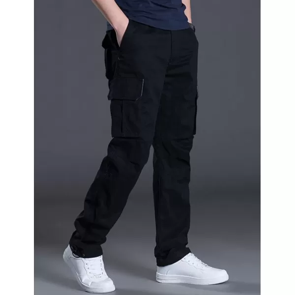 IDEALSANXUN Cargo Pants for Men Streetwear Hiking Travel Casual Baggy Cargo PantsBlack