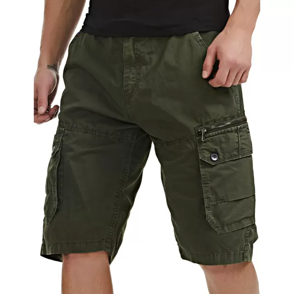 IDEALSANXUN Cargo Shorts for Men Straight Fit Cotton ShortsArmy Green