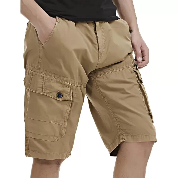 IDEALSANXUN Cargo Shorts for Men Straight Fit Cotton ShortsKhaki