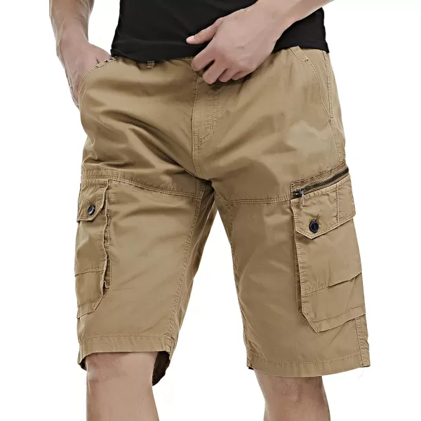 IDEALSANXUN Cargo Shorts for Men Straight Fit Cotton ShortsKhaki