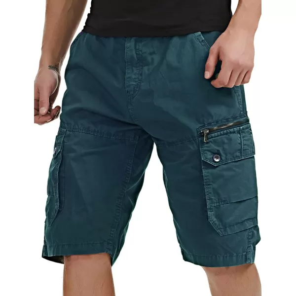 IDEALSANXUN Cargo Shorts for Men Straight Fit Cotton ShortsLake Blue