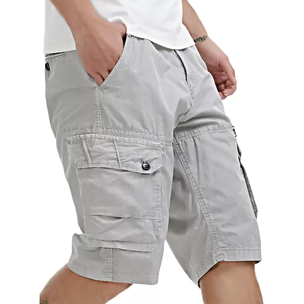 IDEALSANXUN Cargo Shorts for Men Straight Fit Cotton ShortsLight Grey